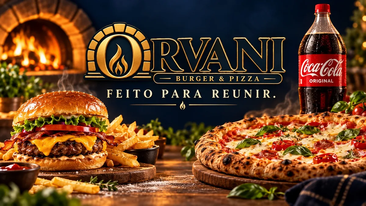 Hambúrgueres e pizzas Orvani na brasa